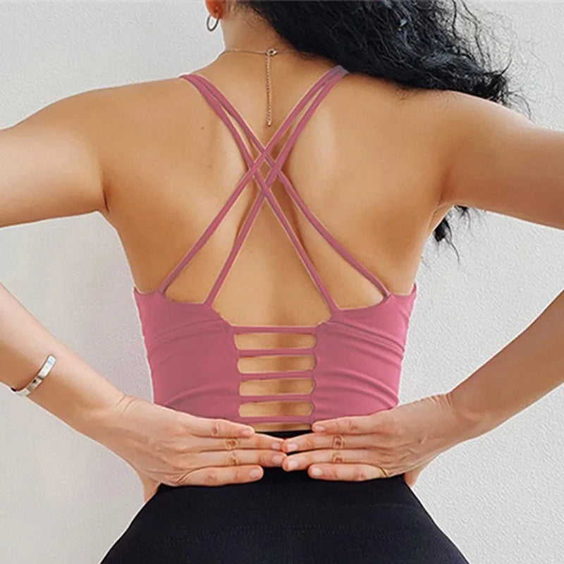 Cloud Rise-Sujetador deportivo SEXY con espalda para niñas, Top corto de entrenamiento para Yoga, ropa interior para ejercicio en casa, chaleco de Fitness, camisa de gimnasio de talla grande