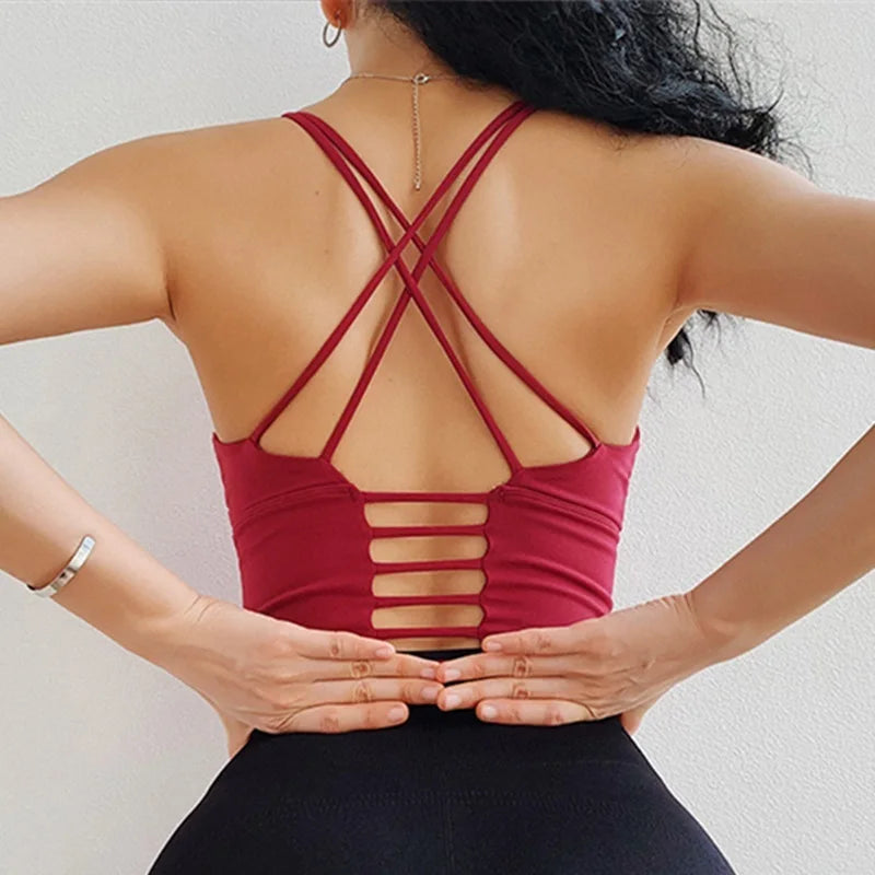 Cloud Rise-Sujetador deportivo SEXY con espalda para niñas, Top corto de entrenamiento para Yoga, ropa interior para ejercicio en casa, chaleco de Fitness, camisa de gimnasio de talla grande