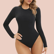 Combinaison de batterie à manches longues et courtes pour femmes, justaucorps à commande haute, tenues amincissantes à col rond, t-shirts Catsuits, haut string