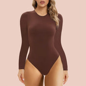 Combinaison de batterie à manches longues et courtes pour femmes, justaucorps à commande haute, tenues amincissantes à col rond, t-shirts Catsuits, haut string