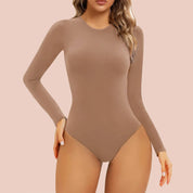 Combinaison de batterie à manches longues et courtes pour femmes, justaucorps à commande haute, tenues amincissantes à col rond, t-shirts Catsuits, haut string