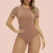 Combinaison de batterie à manches longues et courtes pour femmes, justaucorps à commande haute, tenues amincissantes à col rond, t-shirts Catsuits, haut string