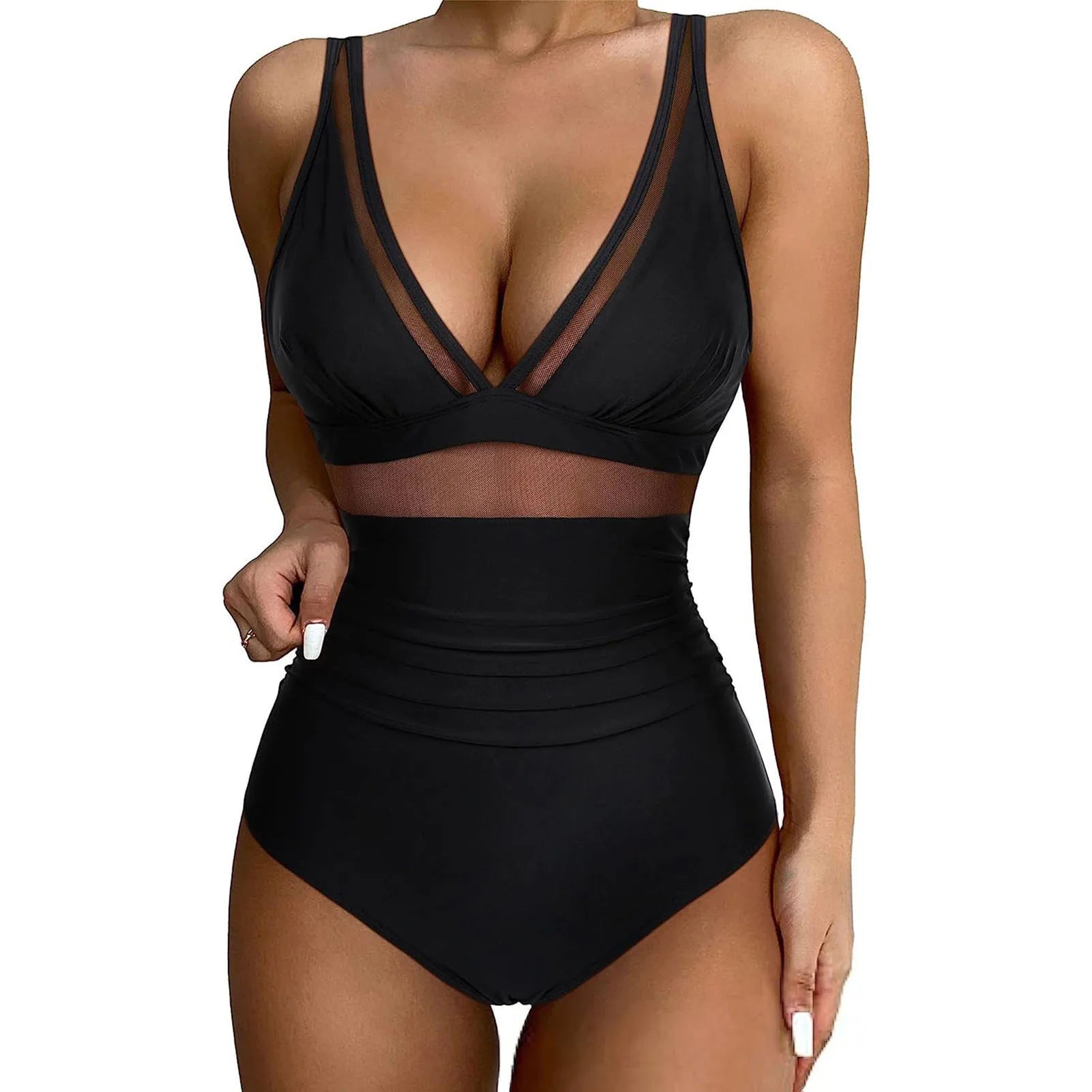 Traje de Baño Bandeau con Control de Barriga y Volantes