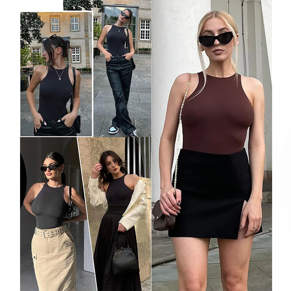 VYCircnK-Combinaison de fibrdrums pour femme, haut moulant précieux, col rond, vêtements de batterie, string, licou, combinaisons amincissantes, justaucorps shaper