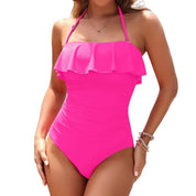 Traje de Baño Bandeau con Control de Barriga y Volantes